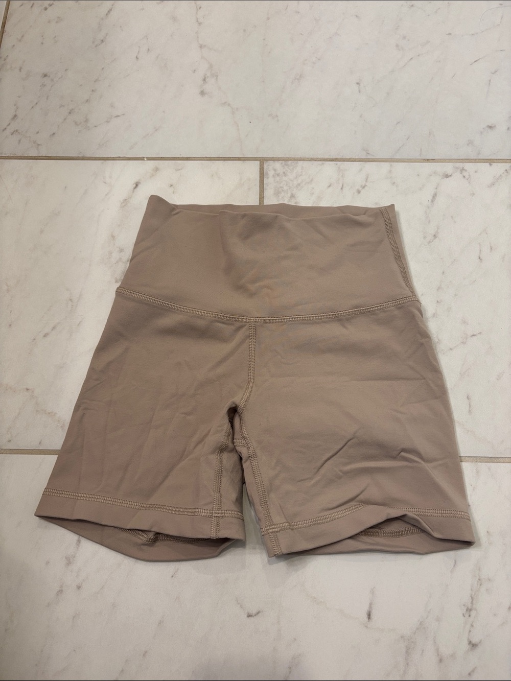 TNA High-Rise Bike Shorts in Taupe